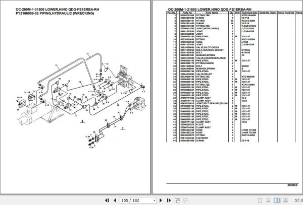 Tadano Hydraulic Wrecker OC 200M 1 31800 Lower Hino QDG FS1ERBA RH Parts Catalog 2