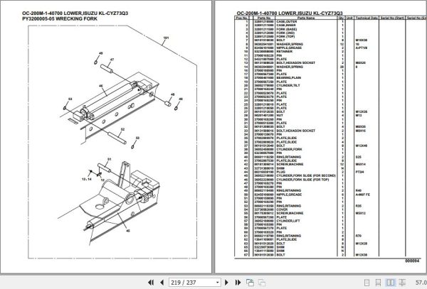 Tadano Hydraulic Wrecker OC 200M 1 40700 Lower Isuzu KL CYZ73Q3 Parts Catalog 2
