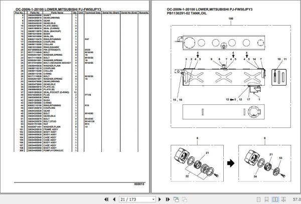 Tadano Hydraulic Wrecker OC 200N 1 20100 Lower Mitsubishi PJ FW50JPY3 Parts Catalog 2