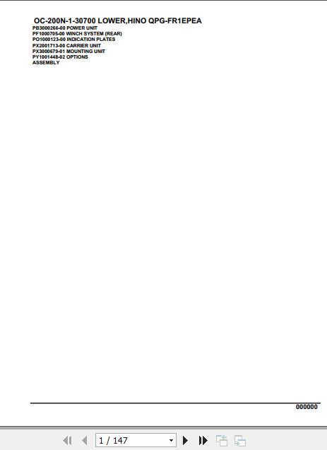 Tadano Hydraulic Wrecker OC 200N 1 30700 Lower Hino QPG FR1EPEA Parts Catalog 1