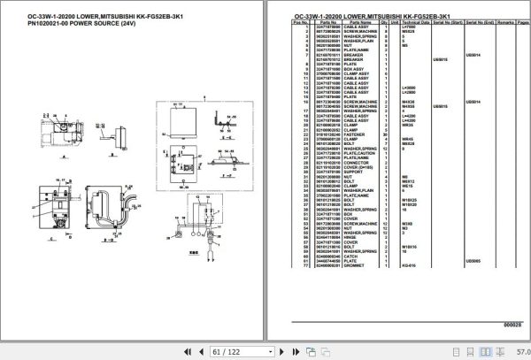 Tadano Hydraulic Wrecker OC 33W 1 20200 Lower MitsubishiI KK FG52EB 3K1 Parts Catalog 2