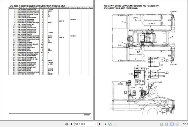 Tadano Hydraulic Wrecker OC 33W 1 20300 Lower MitsubishiI KK FG52EB 3K1 Parts Catalog 2