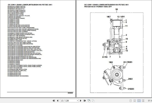 Tadano Hydraulic Wrecker OC 33W 1 20400 Lower MitsubishiI KK FE73EC 6K1Parts Catalog 2