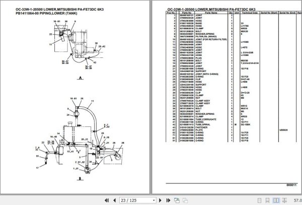 Tadano Hydraulic Wrecker OC 33W 1 20500 Lower MitsubishiI PA FE73DC 6K3 Parts Catalog 2