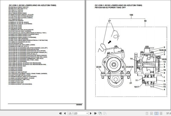 Tadano Hydraulic Wrecker OC 33W 1 30100 Lower Hino KK XZU372M TKMQ Parts Catalog 2