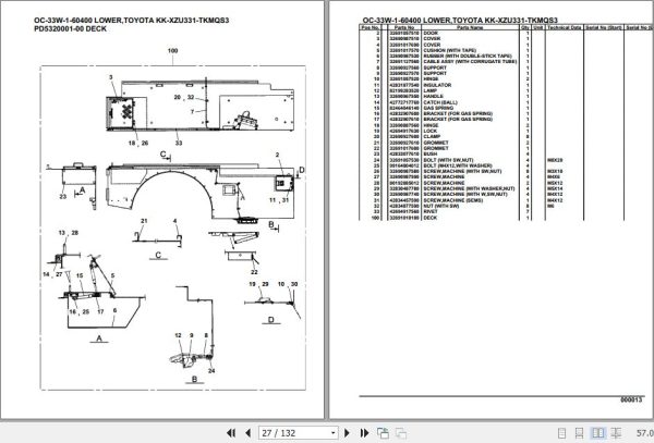 Tadano Hydraulic Wrecker OC 33W 1 60400 Lower Toyota KK XZU331 TKMQS3 Parts Catalog 2