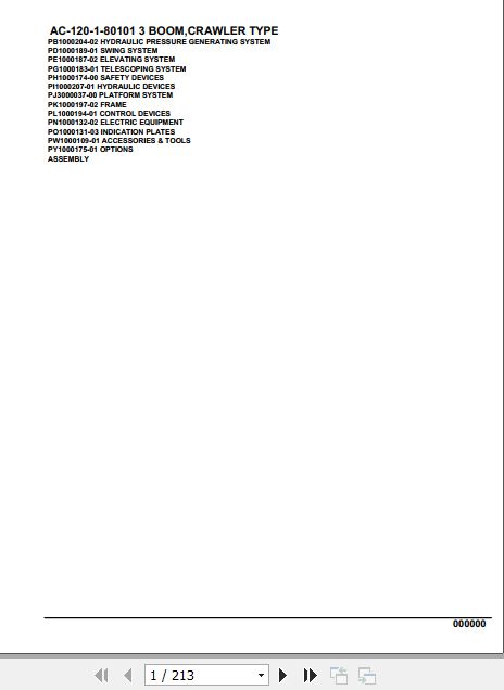 Tadano Mobile Crane AC 120 1 80101 3 Boom Crawler Type Spare Parts Catalog 1