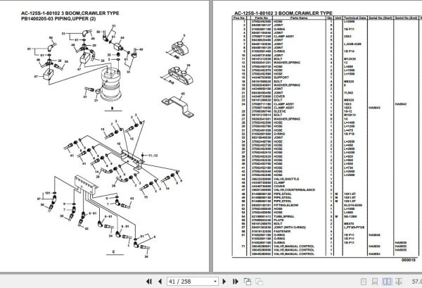 Tadano Mobile Crane AC 125S 1 80102 3 Boom Crawler Type Spare Parts Catalog 2