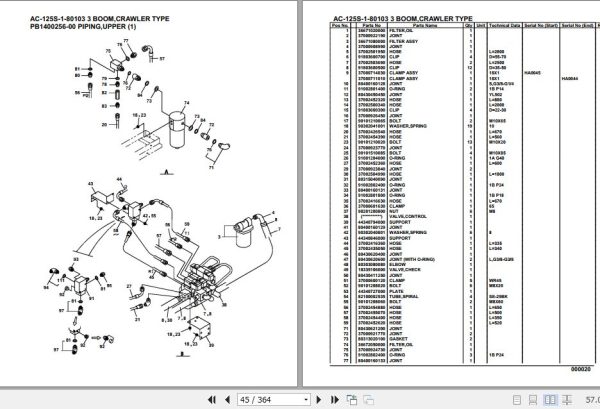 Tadano Mobile Crane AC 125S 1 80103 3 Boom Crawler Type Spare Parts Catalog 2