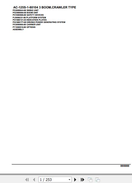 Tadano Mobile Crane AC 125S 1 80104 3 Boom Crawler Type Spare Parts Catalog 1