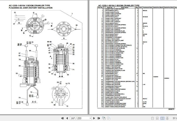 Tadano Mobile Crane AC 125S 1 80104 3 Boom Crawler Type Spare Parts Catalog 2