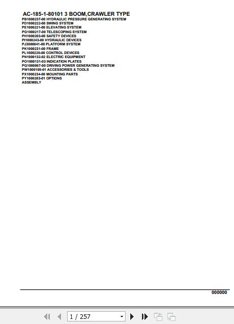 Tadano Mobile Crane AC 185 1 80101 3 Boom Crawler Type Spare Parts Catalog 1