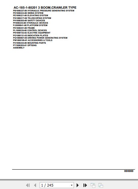 Tadano Mobile Crane AC 185 1 80201 3 Boom Crawler Type Spare Parts Catalog 1