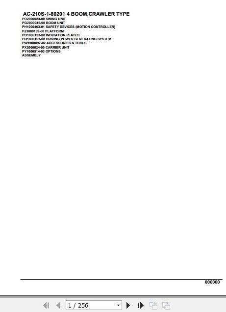 Tadano Mobile Crane AC 210S 1 80201 4 Boom Crawler Type Spare Parts Catalog 1