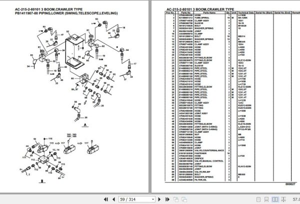 Tadano Mobile Crane AC 215 2 80101 3 Boom Crawler Type Spare Parts Catalog 2