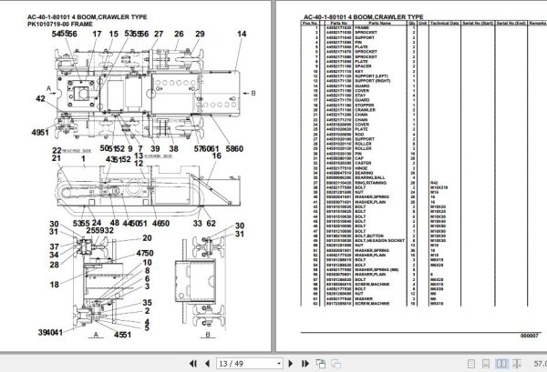 Tadano Mobile Crane AC 40 1 80101 4 Boom Crawler Type Spare Parts Catalog 2