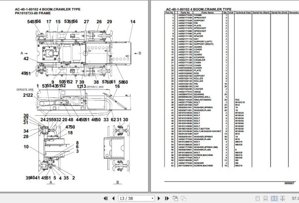 Tadano Mobile Crane AC 40 1 80102 4 Boom Crawler Type Spare Parts Catalog 2