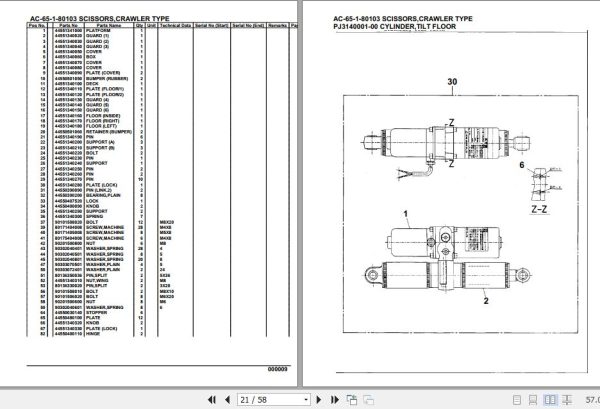 Tadano Mobile Crane AC 65 1 80103 Scissors Crawler Type Spare Parts Catalog 2