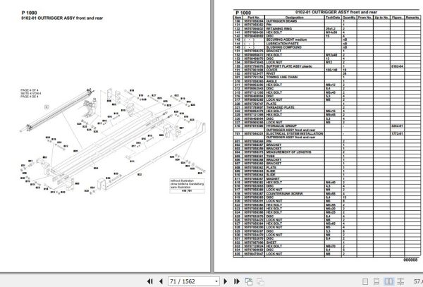 Tadano Platform Carrier P 1000 2070101 2070499 Parts Catalog 2