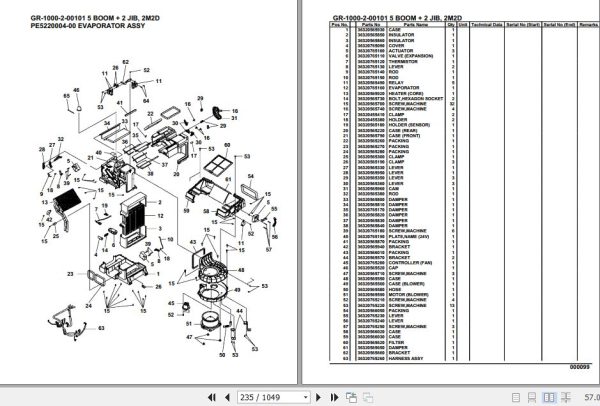 Tadano Rough Terrain Crane GR 1000 2 00101 5 Boom 2 Jib 2M2D Parts Catalog 2