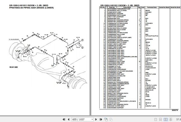Tadano Rough Terrain Crane GR 1000 2 00105 5 Boom 2 Jib 2M2D Parts Catalog 2