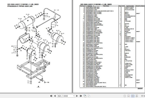 Tadano Rough Terrain Crane GR 1000 3 00311 5 Boom 2 Jib 2M2D Parts Catalog 2