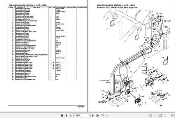 Tadano Rough Terrain Crane GR 1000 3 00312 5 Boom 2 Jib 2M2D Parts Catalog 2