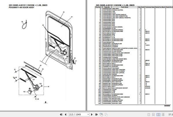 Tadano Rough Terrain Crane GR 1000E 4 00101 5 Boom 2 Jib 2M2D Parts Catalog 2