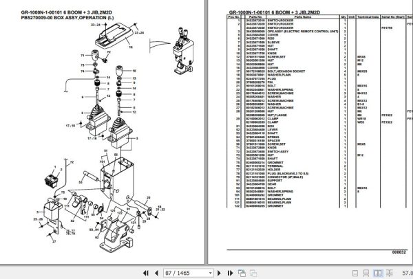 Tadano Rough Terrain Crane GR 1000N 1 00101 6 Boom 3 Jib 2M2D Parts Catalog 2