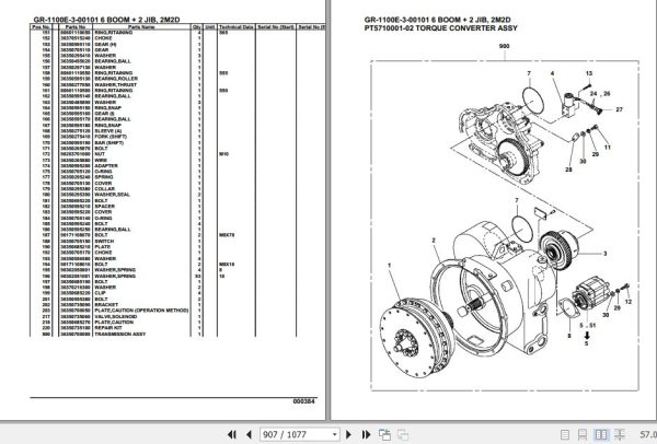 Tadano Rough Terrain Crane GR 1100E 3 00101 6 Boom 2 Jib 2M2D Parts Catalog 2