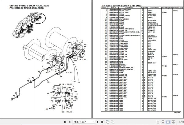 Tadano Rough Terrain Crane GR 1200 3 00102 6 Boom 2 Jib 2M2D Parts Catalog 2