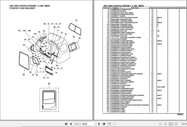 Tadano Rough Terrain Crane GR 1200 3 00103 6 Boom 2 Jib 2M2D Parts Catalog 2