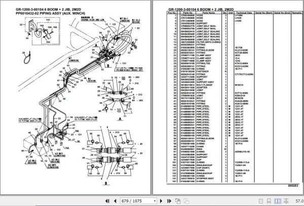 Tadano Rough Terrain Crane GR 1200 3 00104 6 Boom 2 Jib 2M2D Parts Catalog 2