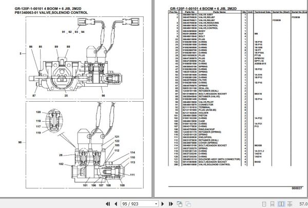 Tadano Rough Terrain Crane GR 120F 1 00101 4 Boom 6 Jib 2M2D Parts Catalog 14.0 2