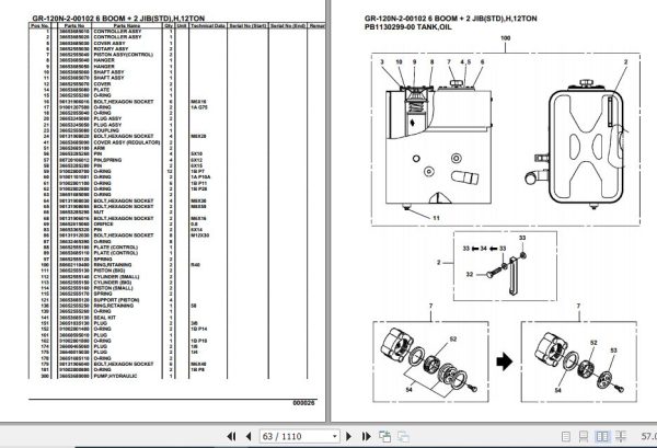 Tadano Rough Terrain Crane GR 120N 2 00102 6 Boom 2 Jib STD H 12TON Parts Catalog 2