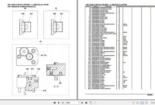 Tadano Rough Terrain Crane GR 120N 2 00103 6 Boom 2 Jib STD X 4.9TON Parts Catalog 2