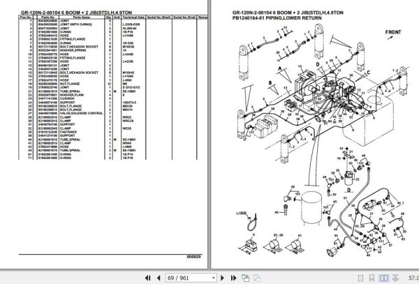 Tadano Rough Terrain Crane GR 120N 2 00104 6 Boom 2 Jib STD H 4.9TON Parts Catalog 2