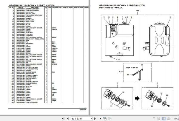 Tadano Rough Terrain Crane GR 120N 2 00112 6 Boom 2 Jib PT H 12TON Parts Catalog 2