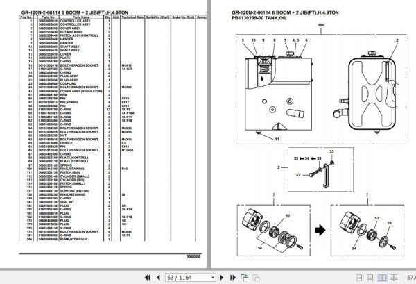 Tadano Rough Terrain Crane GR 120N 2 00114 6 Boom 2 Jib PT H 4.9TON Parts Catalog 2