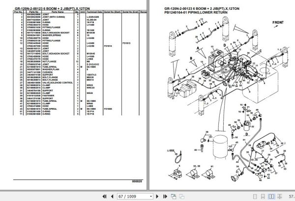 Tadano Rough Terrain Crane GR 120N 2 00123 6 Boom 2 Jib PT X 12TON Parts Catalog 2