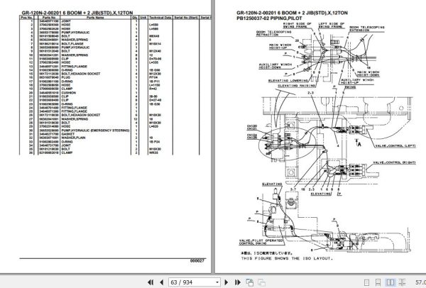 Tadano Rough Terrain Crane GR 120N 2 00201 6 Boom 2 Jib STD X 12TON Parts Catalog 2