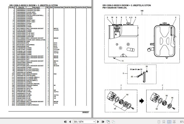 Tadano Rough Terrain Crane GR 120N 2 00202 6 Boom 2 Jib STD H 12TON Parts Catalog 2