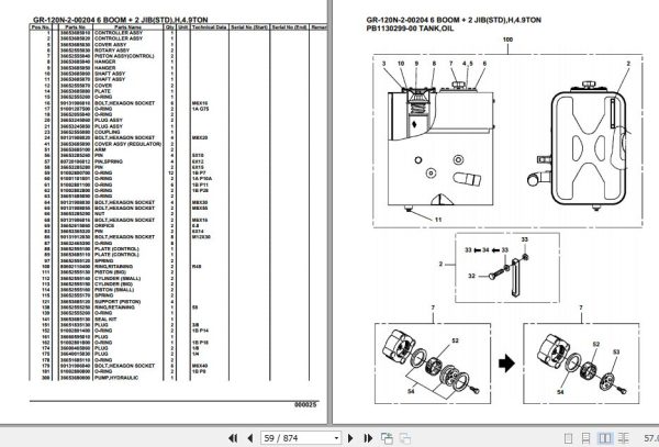 Tadano Rough Terrain Crane GR 120N 2 00204 6 Boom 2 Jib STD H 4.9TON Parts Catalog 2