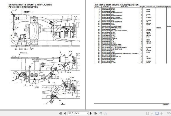 Tadano Rough Terrain Crane GR 120N 2 00211 6 Boom 2 Jib PT X 12TON Parts Catalog 2