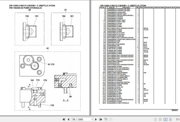 Tadano Rough Terrain Crane GR 120N 2 00212 6 Boom 2 Jib PT H 12TON Parts Catalog 2