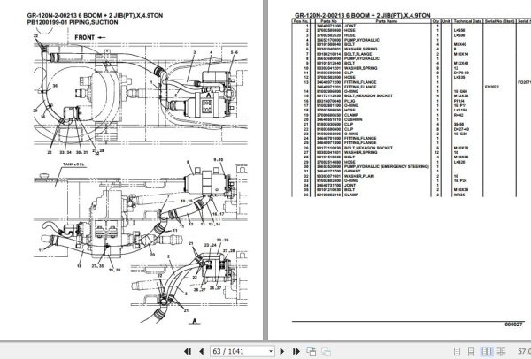 Tadano Rough Terrain Crane GR 120N 2 00213 6 Boom 2 Jib PT X 4.9TON Parts Catalog 2