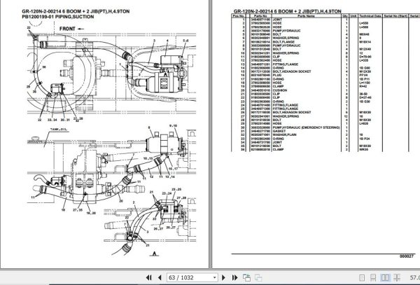 Tadano Rough Terrain Crane GR 120N 2 00214 6 Boom 2 Jib PT H 4.9TON Parts Catalog 2