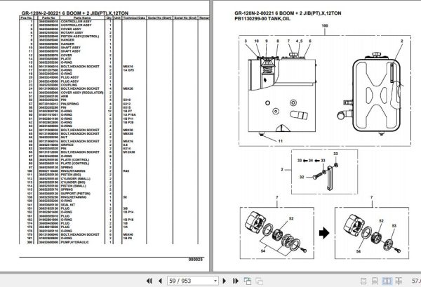 Tadano Rough Terrain Crane GR 120N 2 00221 6 Boom 2 Jib PT X 12TON Parts Catalog 2