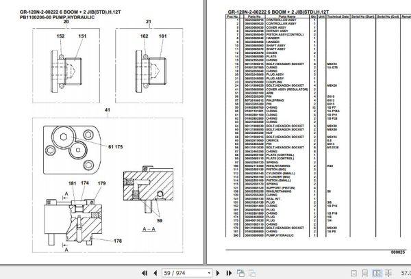 Tadano Rough Terrain Crane GR 120N 2 00222 6 Boom 2 Jib STD H 12T Parts Catalog 2