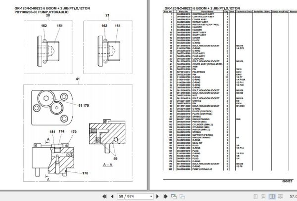 Tadano Rough Terrain Crane GR 120N 2 00223 6 Boom 2 Jib PT X 12TON Parts Catalog 2